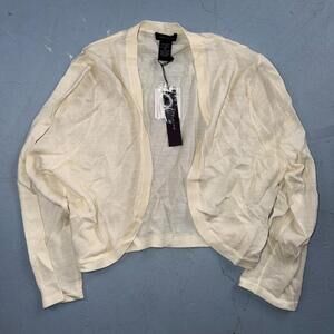 Only Mine Merino Wool Crop Long Sleeve Open Front Cardigan Knit Med Balletcore